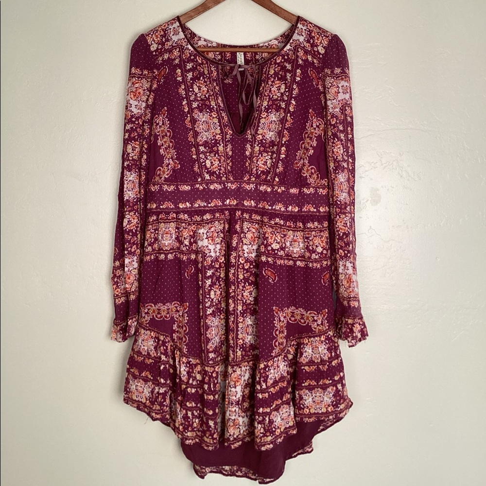 Free People Paisley Long Sleeve Dress Size Small